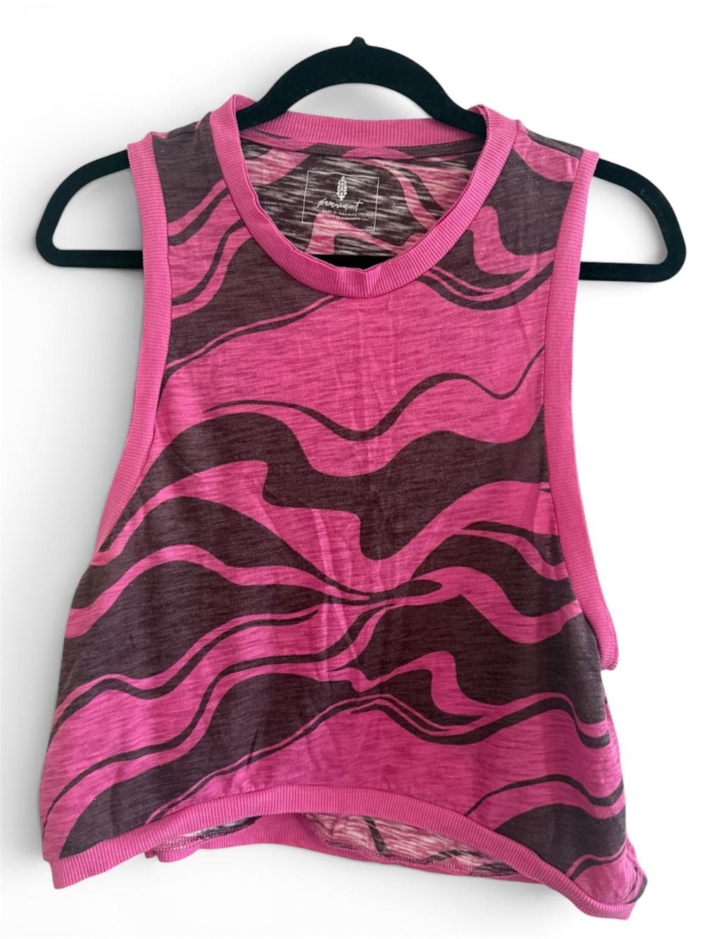 FP Movement Pink Wave-Print Crop Tank Top XS
